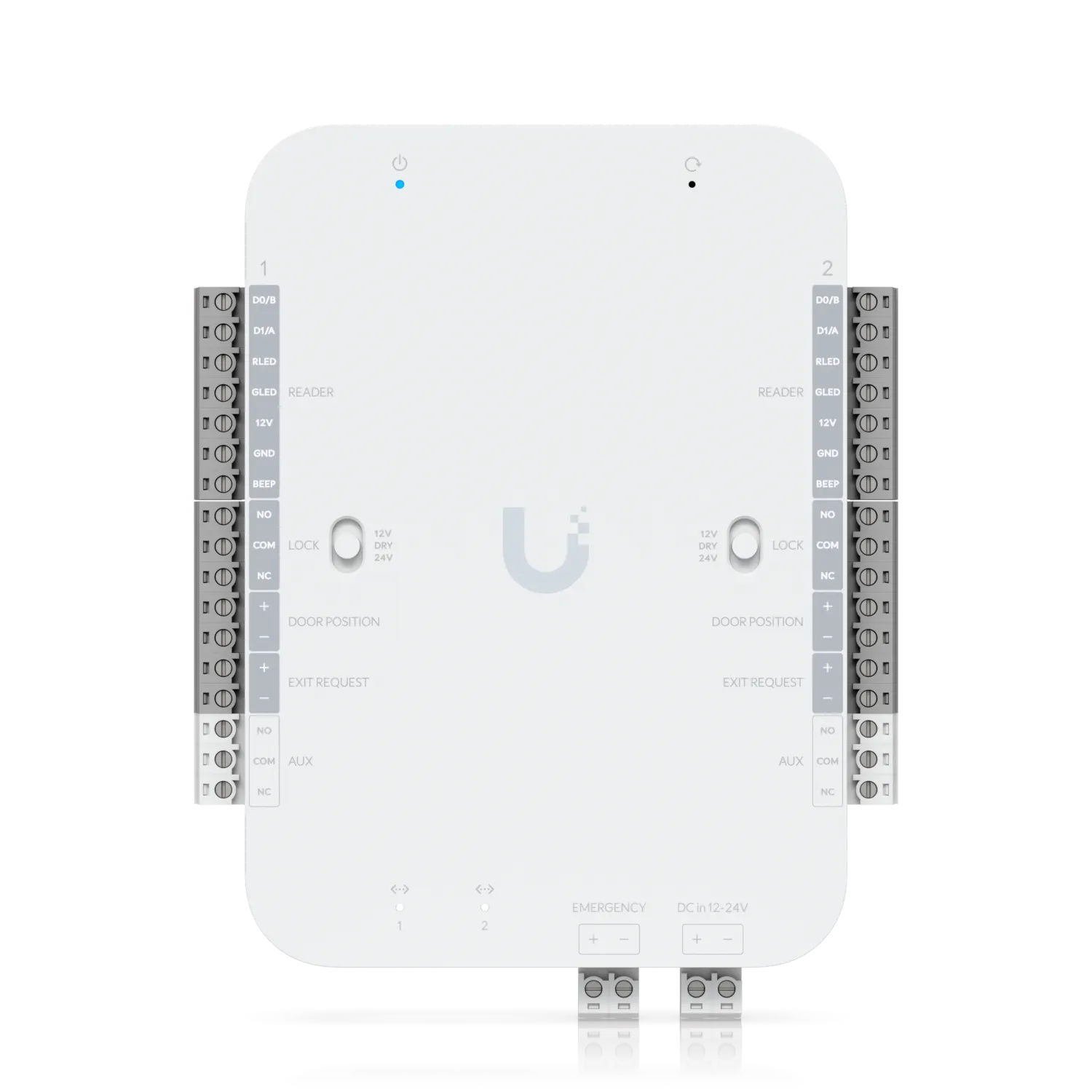 UI Care Lizenz für UA-Retrofit-Hub-2 mit 5 Jahren Laufzeit – weißes Gerät mit Schraubklemmen und Anschlüssen für Türsysteme UI Care Lizenz für UA-Retrofit-Hub-2 mit 5 Jahren Laufzeit – weißes Gerät mit Schraubklemmen und Anschlüssen für Türsysteme