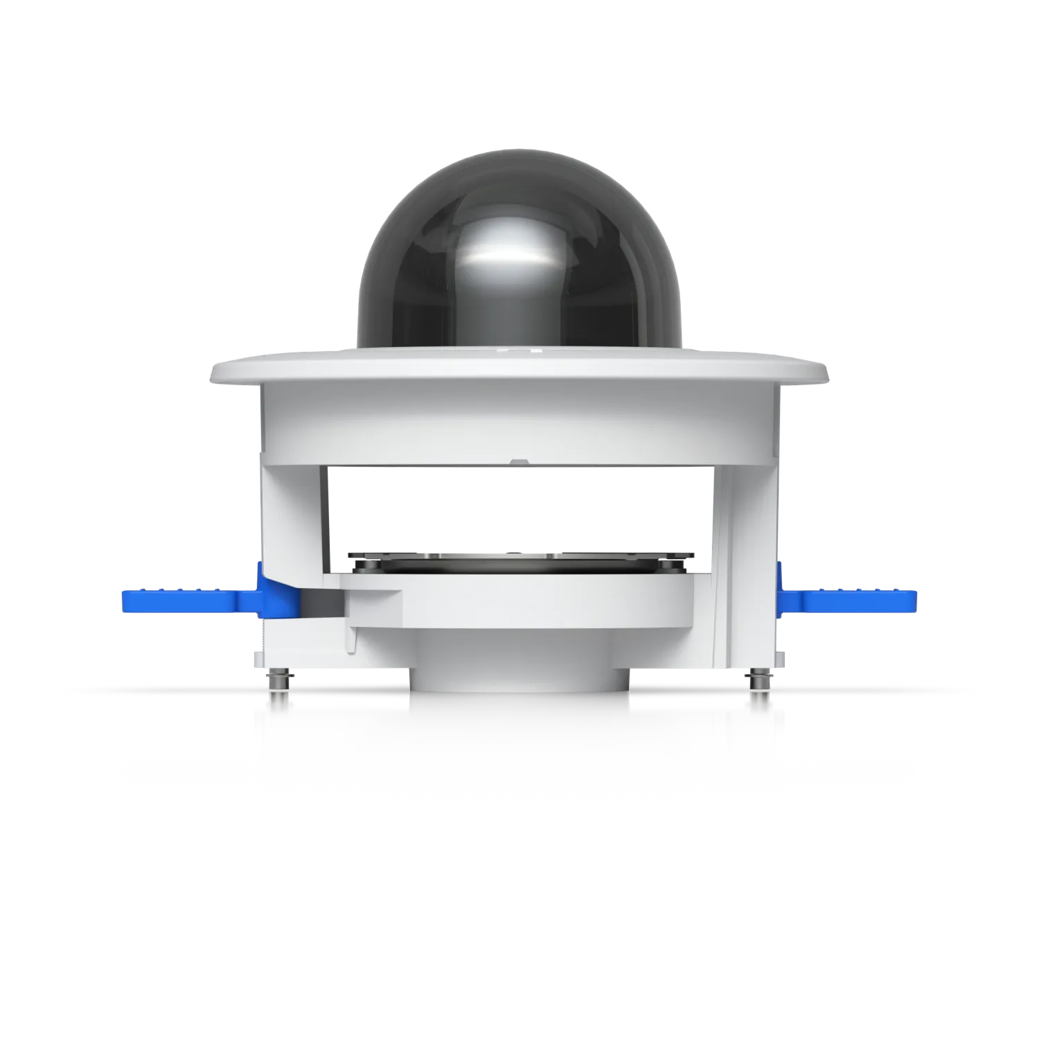 Ubiquiti UACC-G5-Dome-Ultra-FM-SB-B Halterung mit weißem Kuppelgehäuse, dunkler Rauchglasabdeckung und blauen