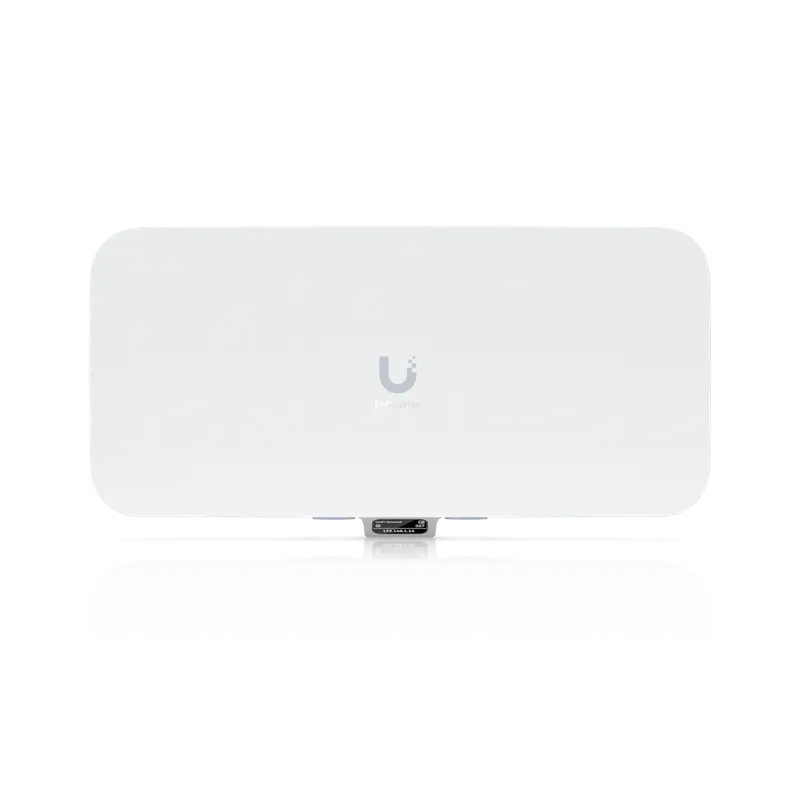 Ubiquiti UniFi WiFi 7 Access Point BE11500 mit 4x4 MIMO, 10 GbE, weißem Gehäuse, U-Logo, LCD-Display und IP-Adresse für