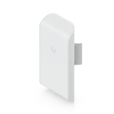 NanoStation Loco M5 outdoor 5GHz MIMO antenna with 13dBi gain shown mounted on bracket against black background for