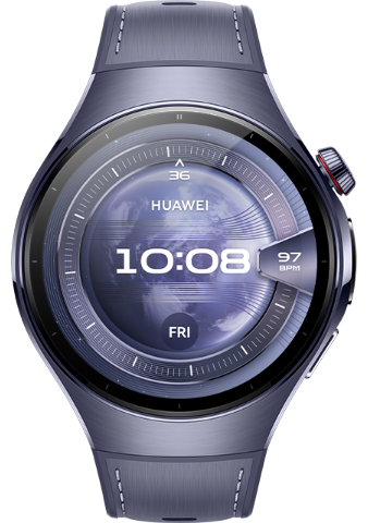 HUAWEI WATCH 5 46 mm Titanlegierung Smartwatch mit Violett-Grau-Kunstlederarmband