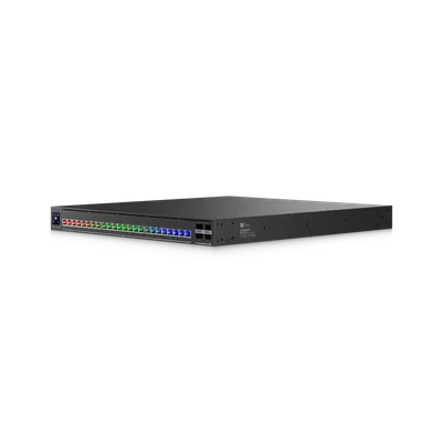 Ubiquiti UniFi EAV-XG-24-PoE Layer3-Switch mit 24x 10GbE PoE bt, 4x QSFP28 und 2150W PoE-Budget, schwarzes Ubiquiti UniFi EAV-XG-24-PoE Layer3-Switch mit 24x 10GbE PoE bt, 4x QSFP28 und 2150W PoE-Budget, schwarzes