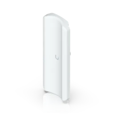 Antena sectorial UniFi Device Bridge Pro, dispositivo blanco vertical con logo Ubiquiti montado en base sobre fondo negro. Antena sectorial UniFi Device Bridge Pro, dispositivo blanco vertical con logo Ubiquiti montado en base sobre fondo negro.