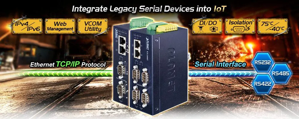 PLANET 2-Port RS232/RS422/RS485 Serial-Ethernet 2x10/100TX PLANET 2-Port RS232/RS422/RS485 Serial-Ethernet 2x10/100TX