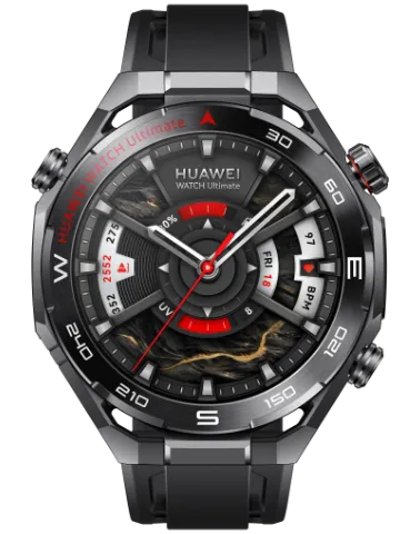 HUAWEI WATCH Ultimate 2 (March-B39) in green with a dark grey metallic case, black strap, and analog-style display