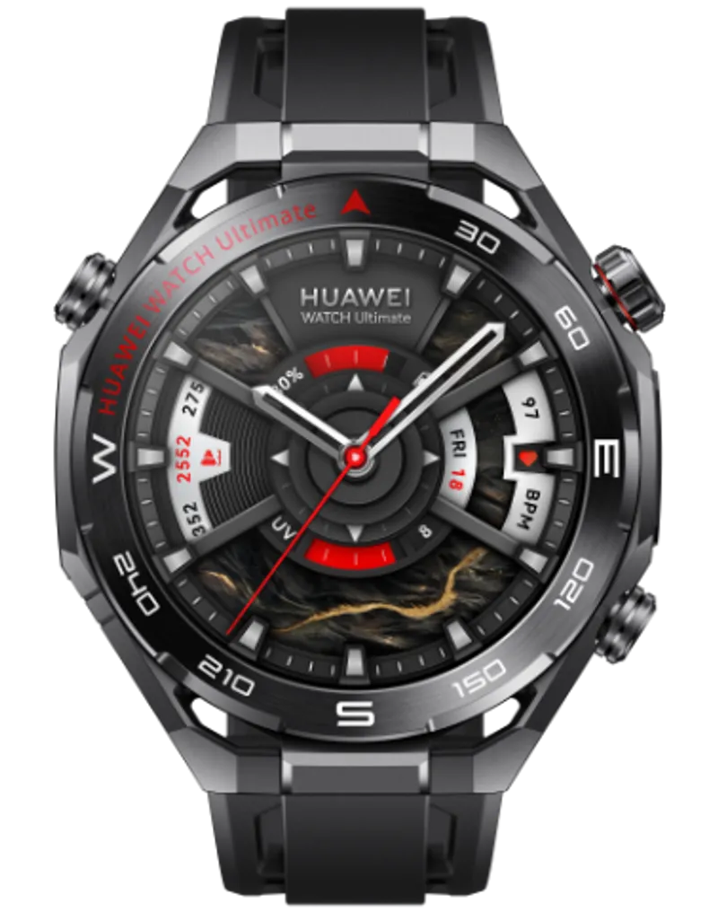 HUAWEI WATCH Ultimate 2 (March-B39) in green with a dark grey metallic case, black strap, and analog-style display
