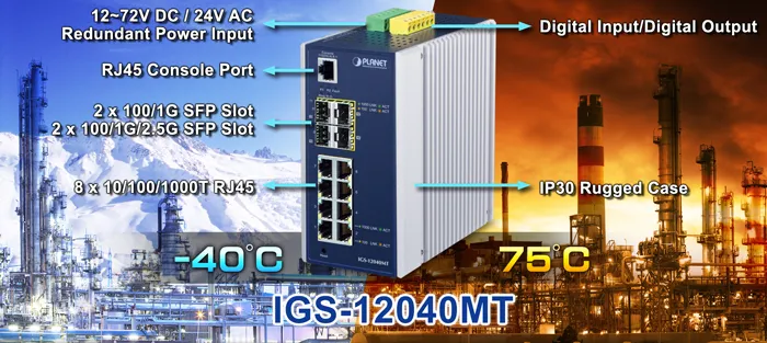 PLANET Industrial 8-Port 10/100/1000T + 4-Port 100/1000X PLANET Industrial 8-Port 10/100/1000T + 4-Port 100/1000X