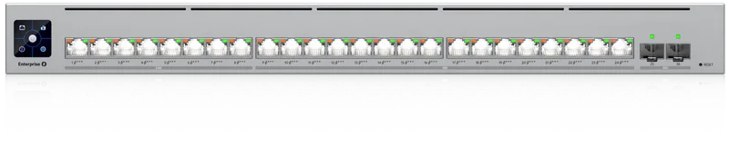 Ubiquiti Switch full managed Layer3 26 Port • 16x 10GbE • 8x 2,5GbE • PoE Budget 1050W • 24x PoE bt • 2x SFP28 • 19" • UniFi • ECS-24-PoE