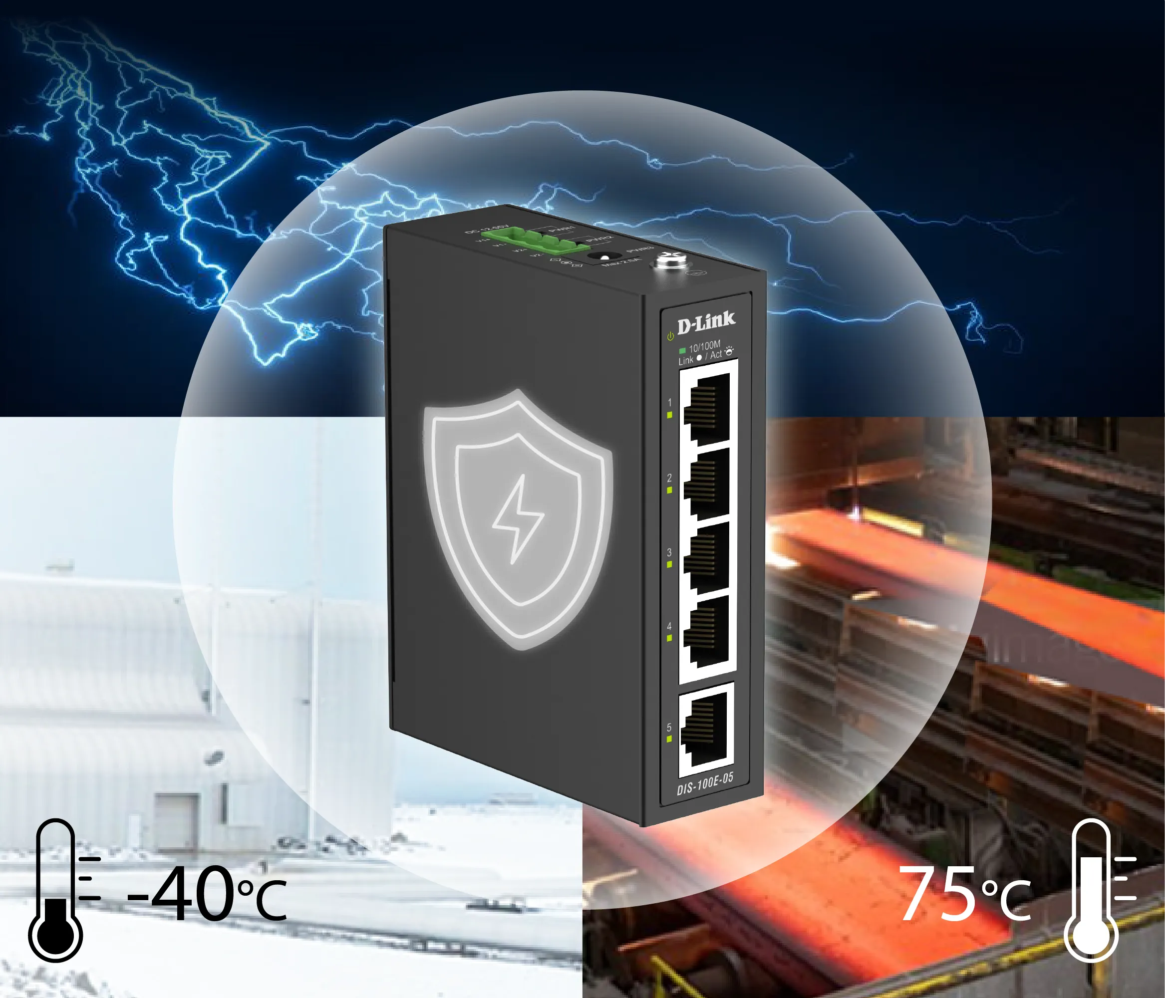 D-Link DIS-100E-05 Commutateur Industriel Fast Ethernet