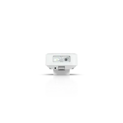Ubiquiti Unifi Protect G4 Doorbell Pro PoE Kit weiß mit 8MP-Kamera und 2-Wege-Audio auf weißem Sockel vor schwarzem