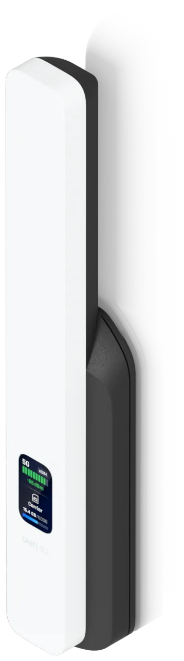 Ubiquiti UniFi 5G Backup • 5G RedCap/4G LTE • 1x Nano-SIM or eSIM • 1x GbE • PoE in • U5G