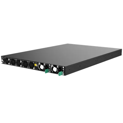 Баланс 5000 EC, чёрный сетевой шлюз в стойке с Ethernet-портами, SFP-слотами, консольным портом и индикаторами для