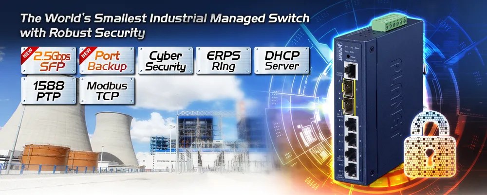 PLANET Industrial L2+ 4-Port 10/100/1000T + 2-Port
