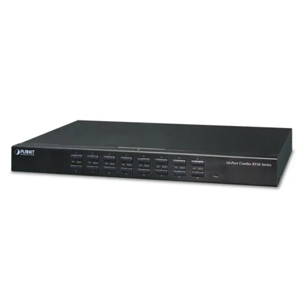 Planet KVM-210-16 16-Port Combo KVM Switch: Up to 256 computers, On Screen Display (OSD), Quick View Setting (QVS), Hotkey, Stackable, 1U rack-mount, Multiplatf