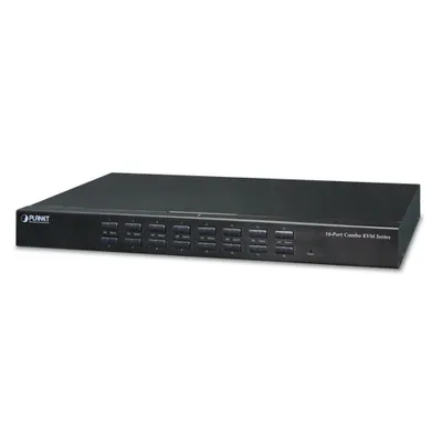 Planet KVM-210-16 16-Port Combo KVM Switch: Up to 256 computers, On Screen Display (OSD), Quick View Setting (QVS), Hotkey, Stackable, 1U rack-mount, Multiplatf