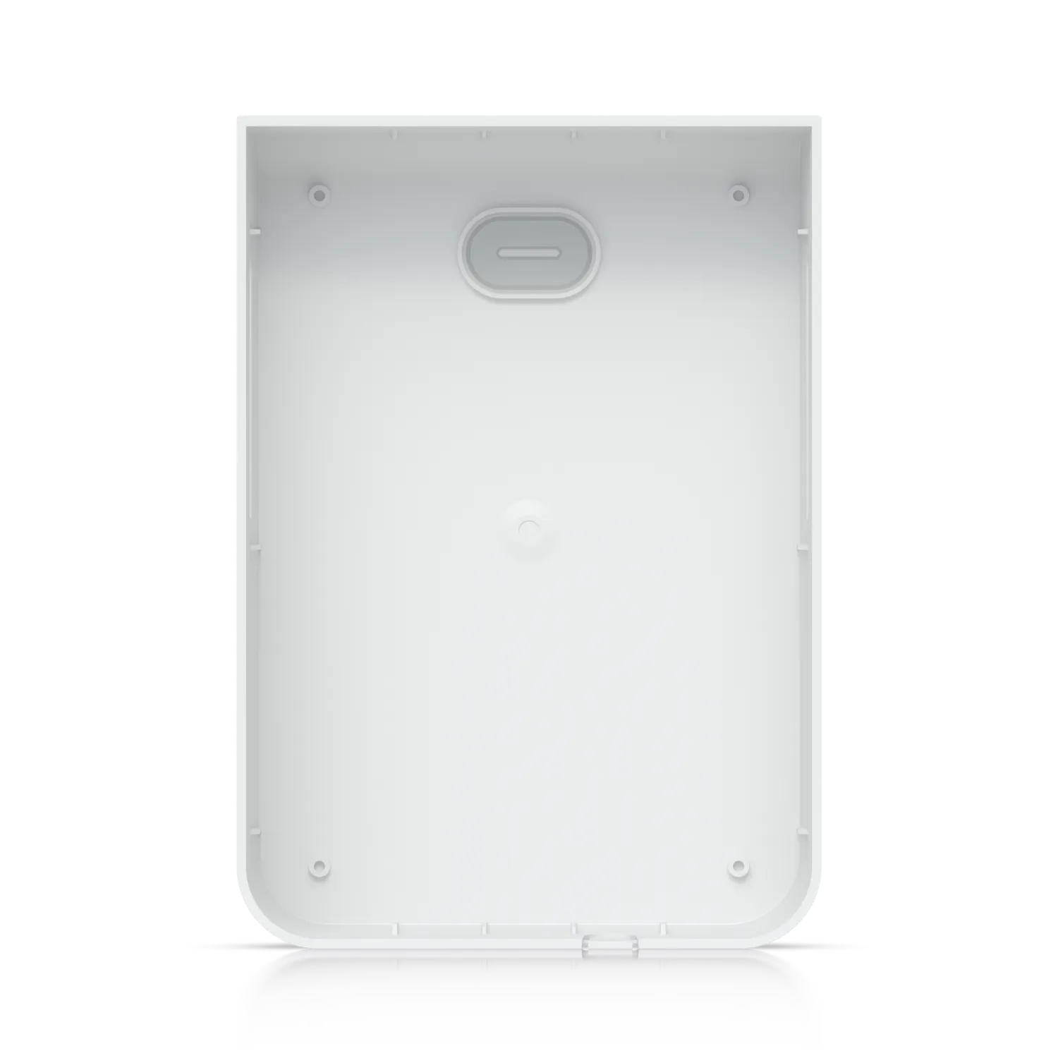 Ubiquiti U7-Pro-Wall überstreichbare Abdeckung von hinten mit ovaler Aussparung und kleiner Vertiefung auf schwarzem