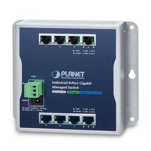 PLANET Industrial 8-Port 10/100/1000T Wall-mount Managed