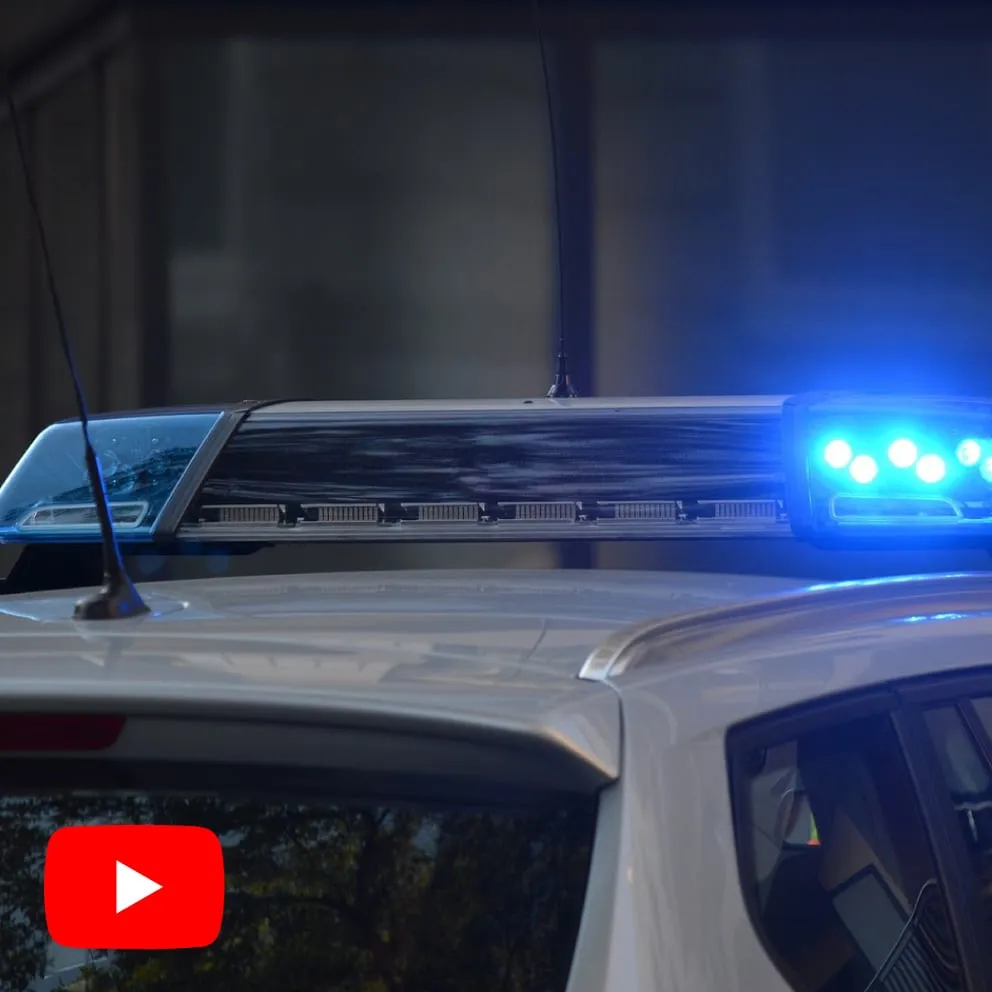 FIPS License for HD2 with MediaFast on emergency vehicle roof light bar with blue LEDs and antennas, YouTube demo context.