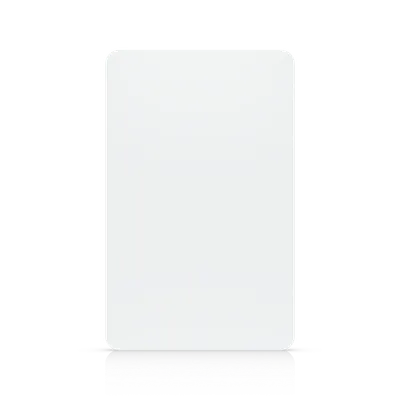 Ubiquiti Access UA-Card (20 St.), weiße rechteckige Zugangskarte mit abgerundeten Ecken auf schwarzem Hintergrund mit
