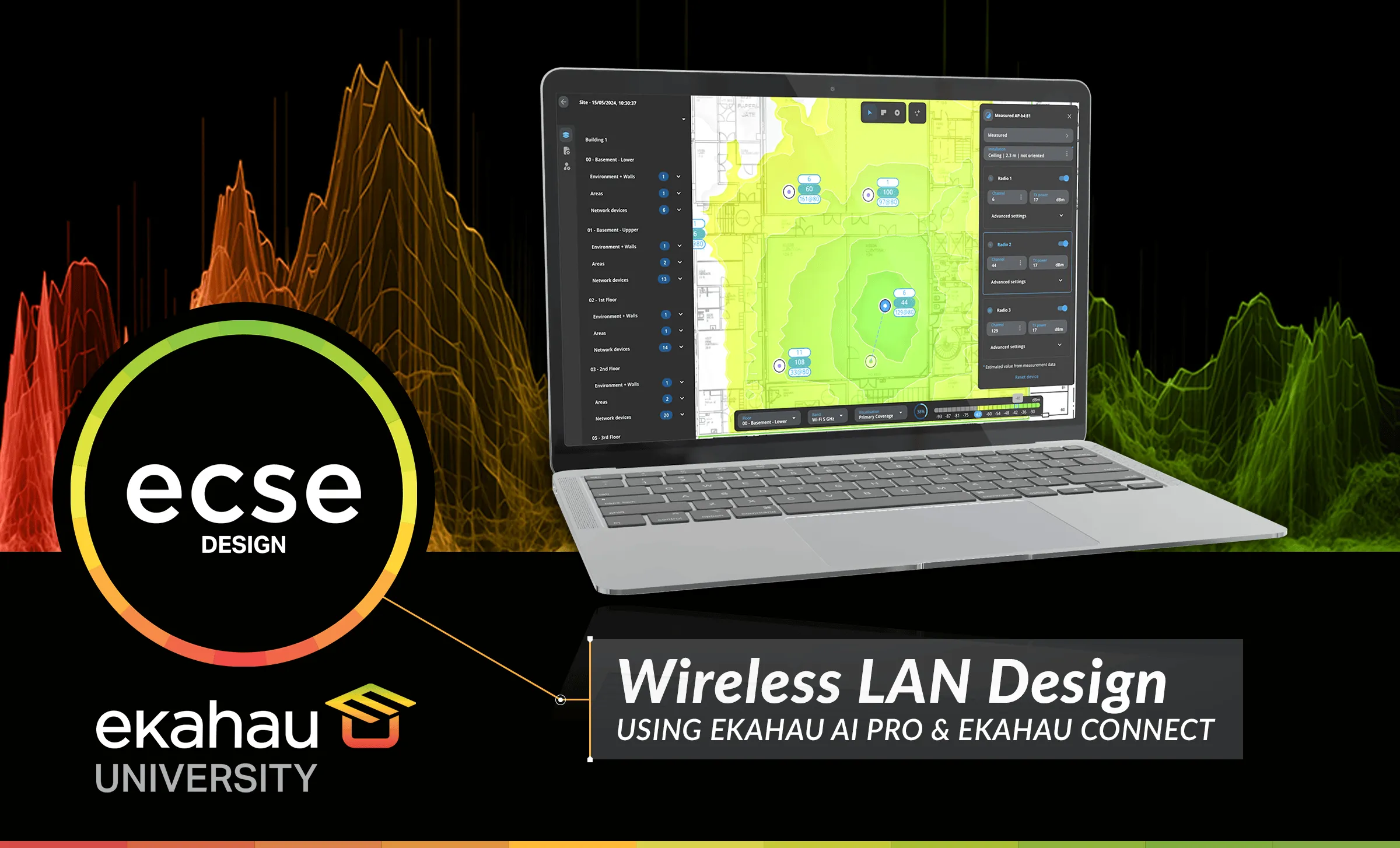 Ekahau ECSE Design Class In Person - CLASS / Four-day, instructor-led Ekahau Wi-Fi design fundamentals class delivered in person. Includes instructor and ability to have up to 12 students.