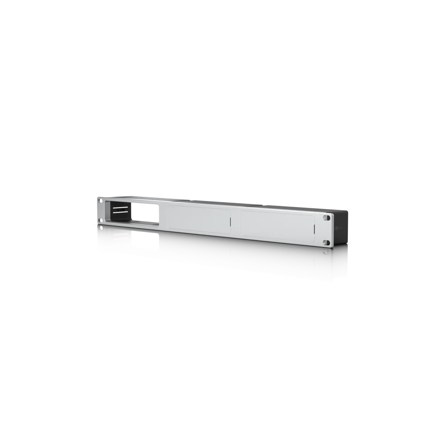 Ubiquiti AI Key Rack Mount UACC-AI-Key-RM silbernes 1U-Rackmontage-Gehäuse mit Belüftungsschlitzen und Montagelaschen auf
