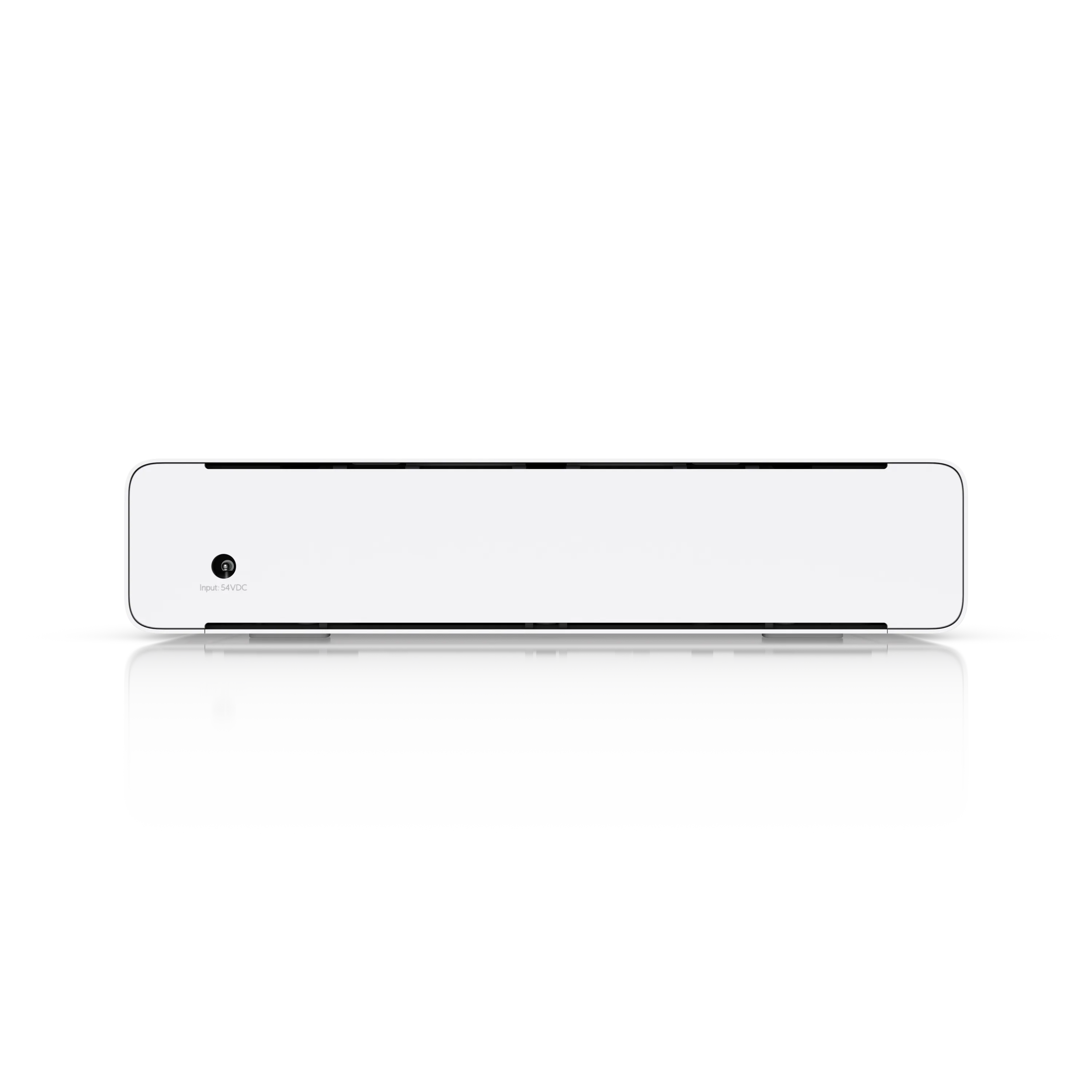 Ubiquiti UniFi Switch USW-Pro-XG-8-PoE 155W, weißer Netzwerk-Switch mit abgerundeten Ecken, Frontansicht auf schwarzem