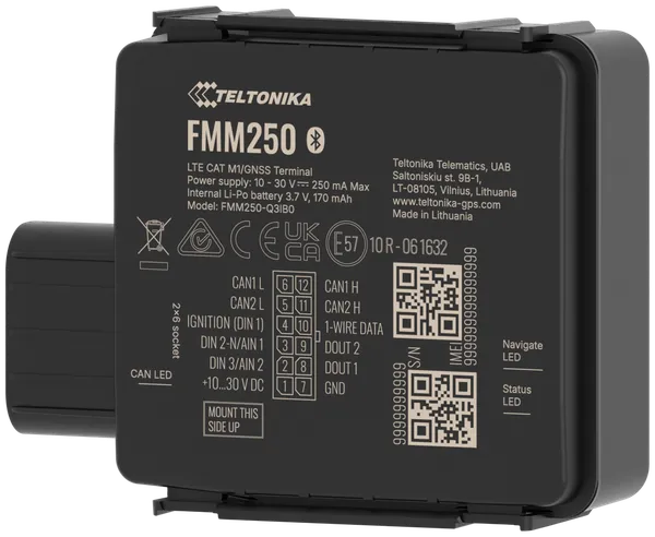 TELTONIKA TELEMATICS FMM250 BG95-M3 Water-resistant 4G LTE Cat M1 tracker with integrated CAN data processor
