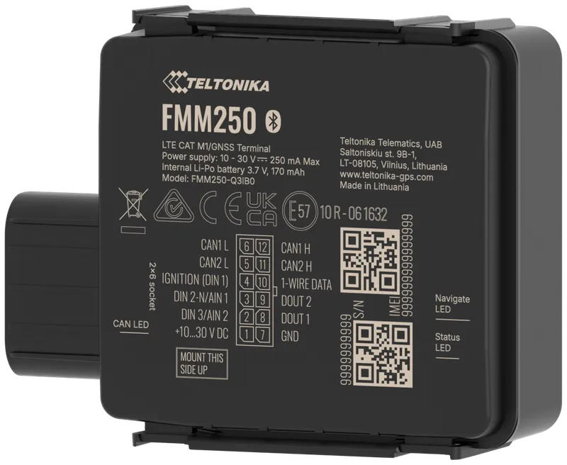 TELTONIKA TELEMATICS FMM250 BG95-M3 Water-resistant 4G LTE Cat M1 tracker with integrated CAN data processor