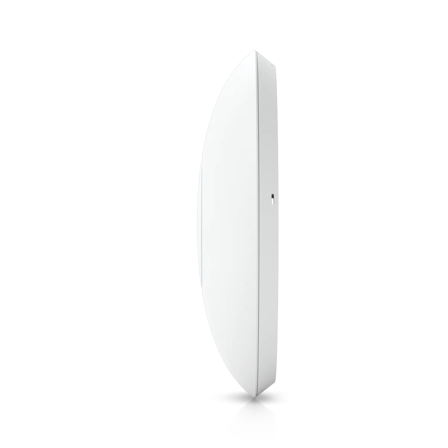 Ubiquiti UniFi AP U7-PRO, schlanker weißer WLAN-Access-Point in Seitenansicht für professionelle Netzwerke.