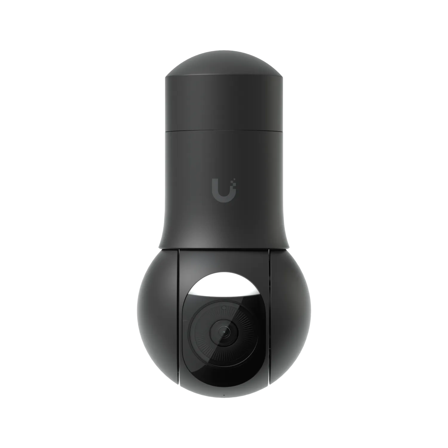 Ubiquiti UVC-G5-PTZ white PTZ security camera with cylindrical base and spherical lens head on black background for Ubiquiti UVC-G5-PTZ white PTZ security camera with cylindrical base and spherical lens head on black background for
