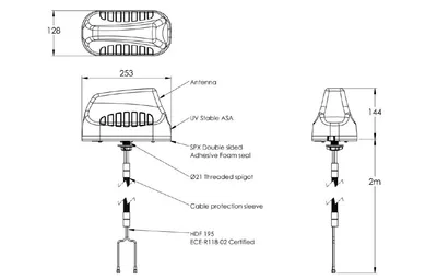 Weiße Poynting A-MIMO-0003-V2-12 4G/5G MIMO-Antenne für KFZ und Marine mit 253mm Länge, 144mm Höhe, UV-beständigem Weiße Poynting A-MIMO-0003-V2-12 4G/5G MIMO-Antenne für KFZ und Marine mit 253mm Länge, 144mm Höhe, UV-beständigem