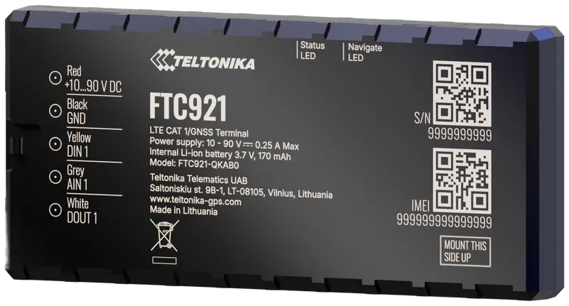 TELTONIKA TELEMATICS FTC921 Next-generation high voltage 4G LTE Cat 1 vehicle GPS tracker with enhanced GNSS accuracy