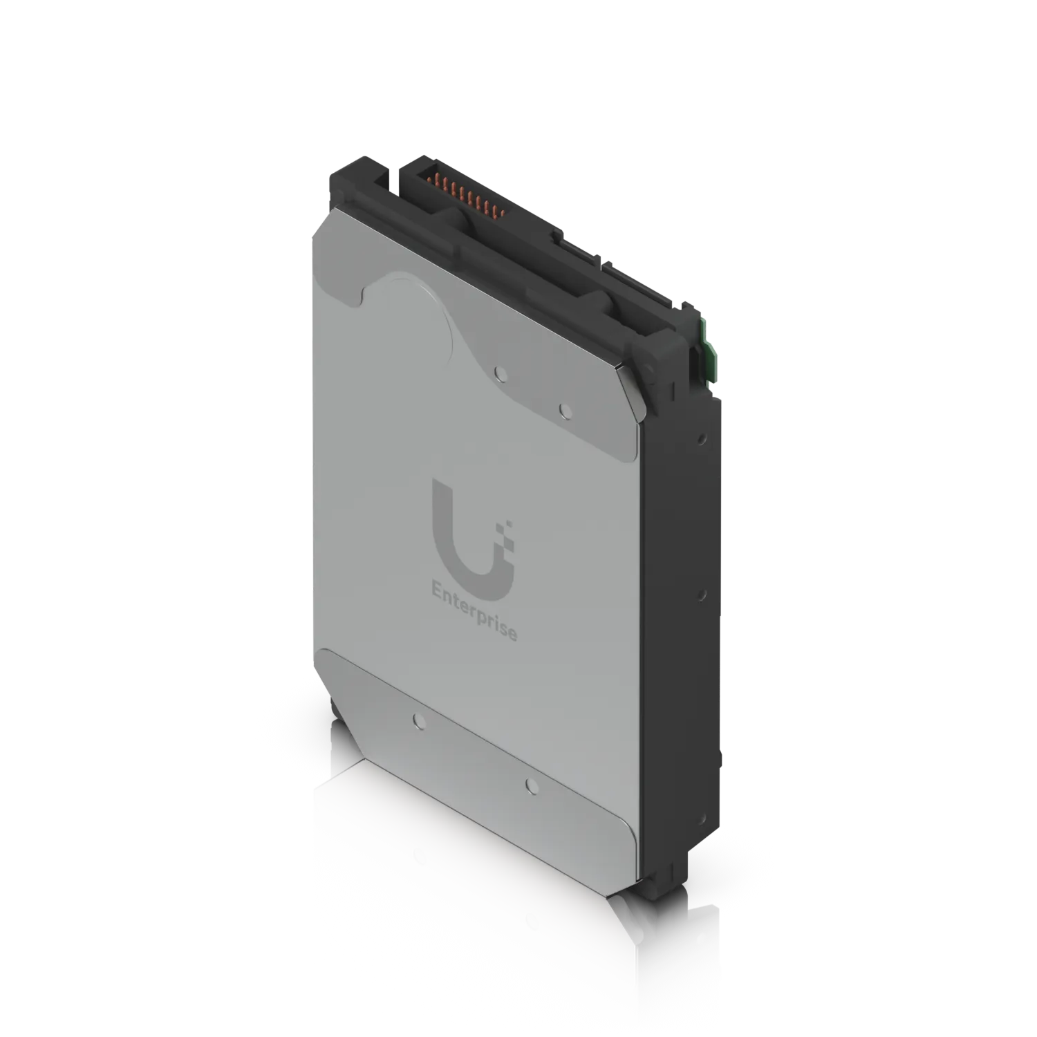 Disque dur entreprise Ubiquiti 3,5" 16 To en boîtier gris et noir avec logo et connecteur SATA doré sur fond noir.