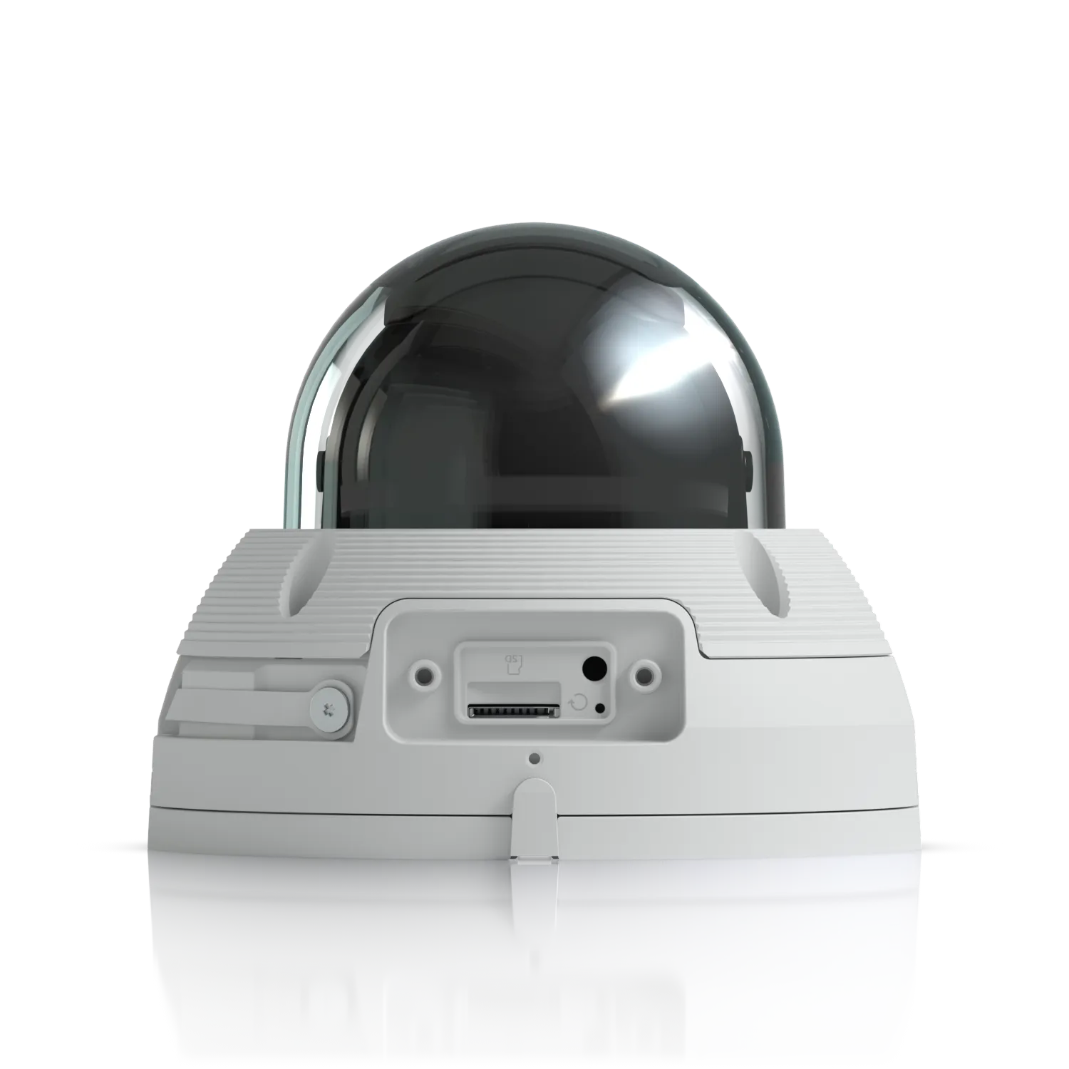 Ubiquiti UVC-AI-Dome 4K PoE-Kamera mit KI und IR-Nachtsicht von hinten mit Ethernet-Port, LED und Montageclips für Ubiquiti UVC-AI-Dome 4K PoE-Kamera mit KI und IR-Nachtsicht von hinten mit Ethernet-Port, LED und Montageclips für