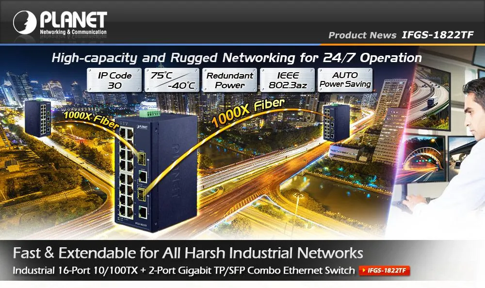 PLANET 16-Port 10/100TX + 2-Port Gbit TP/SFP Combo Switch PLANET 16-Port 10/100TX + 2-Port Gbit TP/SFP Combo Switch