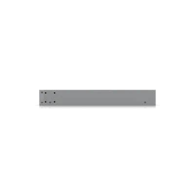 Ubiquiti UniFi Switch USW-Pro-Max-48, silberner Rackmount-Netzwerk-Switch mit minimalistischem Frontpanel und Ports links, Ubiquiti UniFi Switch USW-Pro-Max-48, silberner Rackmount-Netzwerk-Switch mit minimalistischem Frontpanel und Ports links,