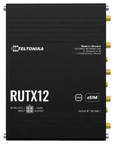 TELTONIKA NETWORKS RUTX12 DUAL SIM DUAL 4G/LTE Bluetooth Router eSIM Version TELTONIKA NETWORKS RUTX12 DUAL SIM DUAL 4G/LTE Bluetooth Router eSIM Version