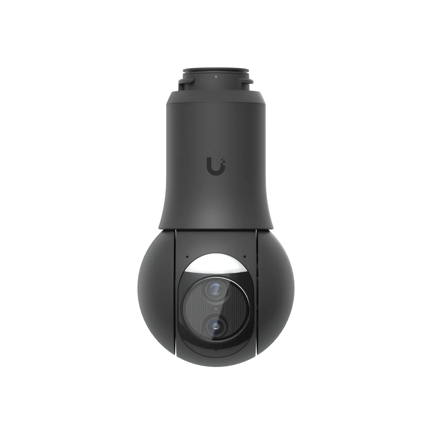 Ubiquiti Video Kamera UVC-G6-PTZ weiß mit schwarzem PTZ-Gehäuse, zylindrischem Oberteil und kugelförmigem Objektiv mit Ubiquiti Video Kamera UVC-G6-PTZ weiß mit schwarzem PTZ-Gehäuse, zylindrischem Oberteil und kugelförmigem Objektiv mit