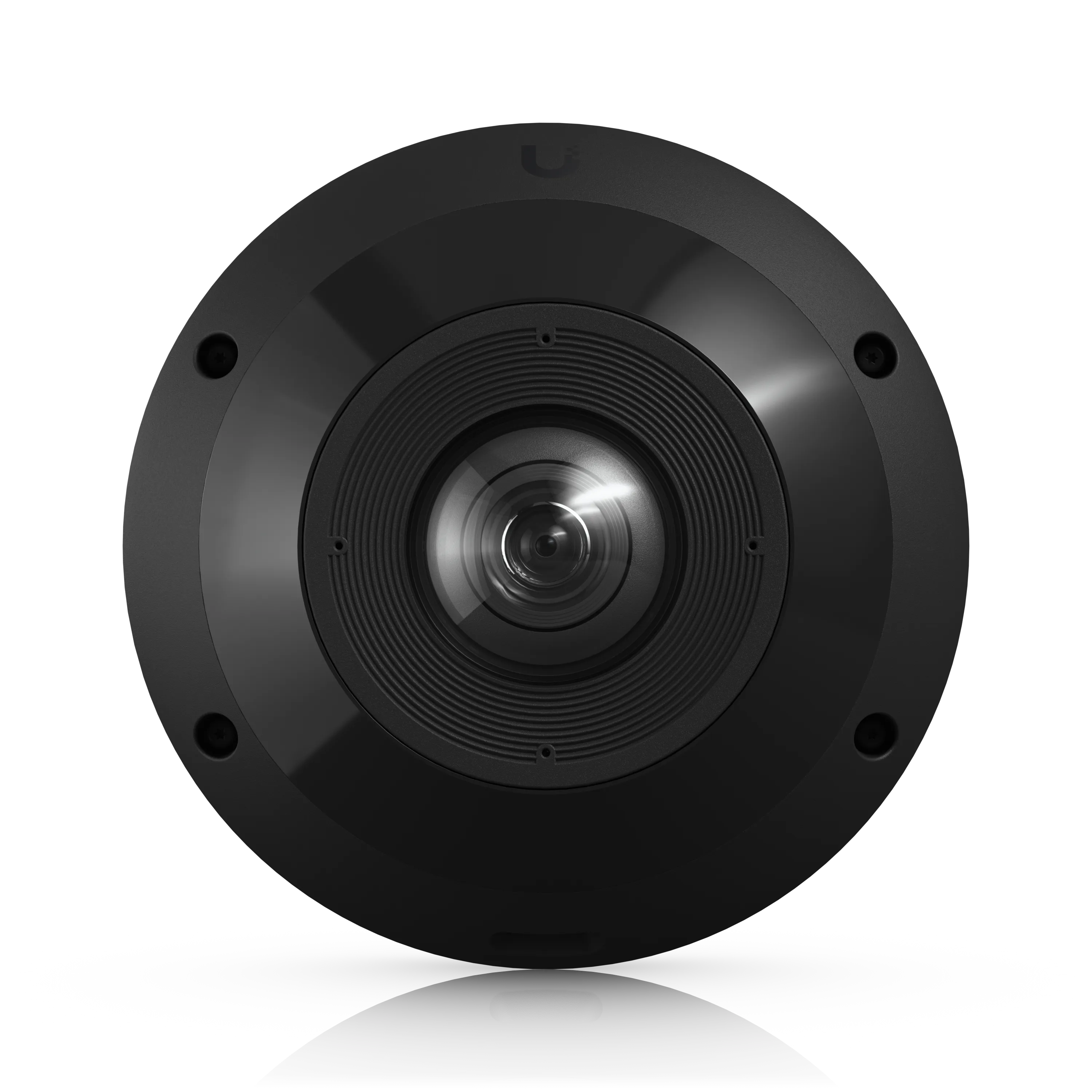 Ubiquiti UVC-G6-Pro-360-B Überwachungskamera von vorne mit zentraler Linse und schwarzem Gehäuse für