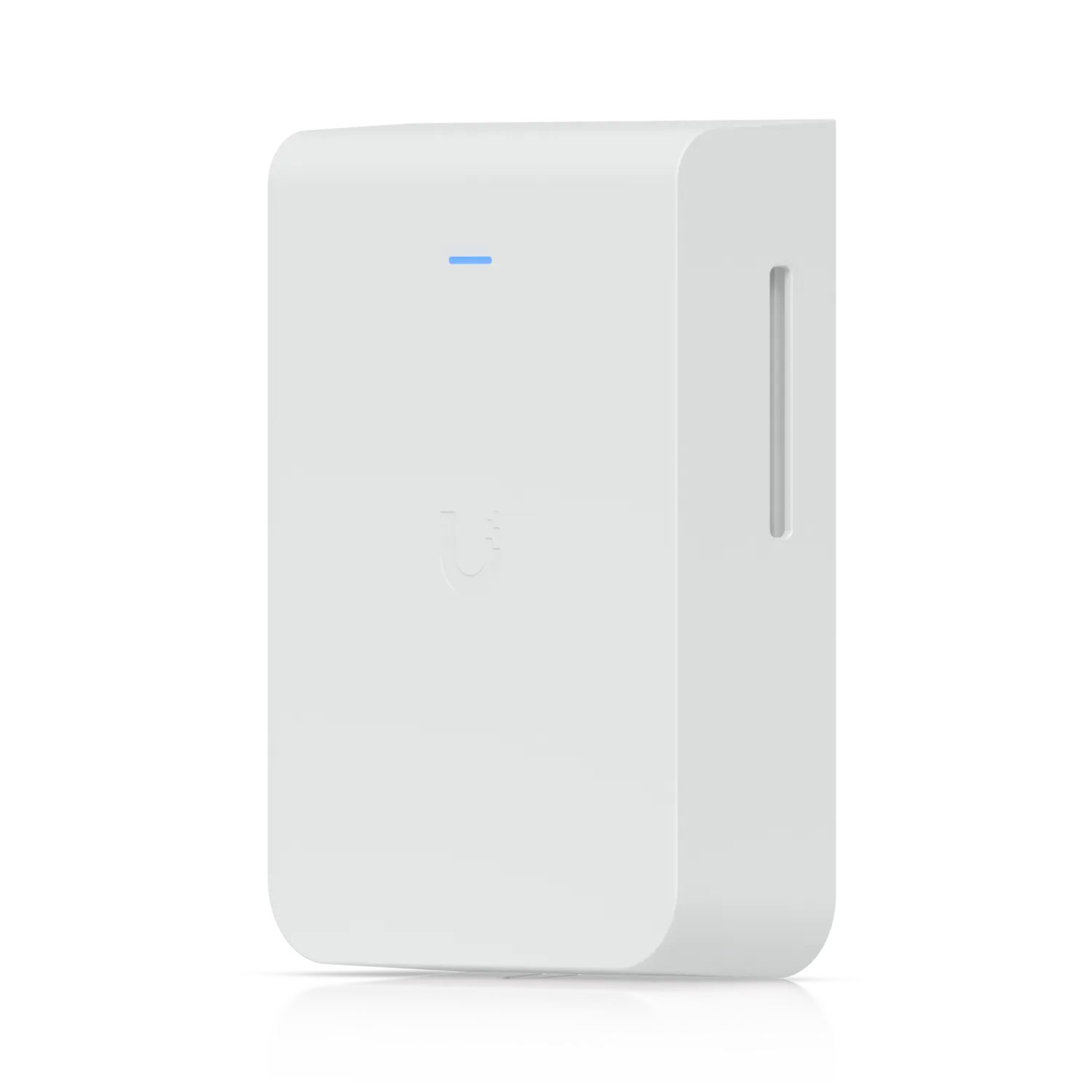 Ubiquiti U7-Pro-Wall abnehmbare, weiß lackierbare Wandabdeckung mit abgerundeten Ecken, blauer LED und Prägung vor