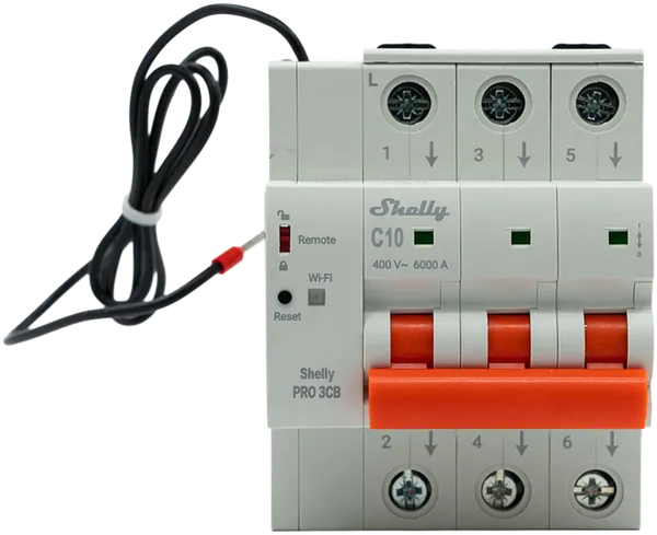 Shelly · Smarter Leitungsschutzschalter · "Pro 3CB C16" · 3-polig · 16A · Fernsteuerung · LAN · WLAN · Bluetooth