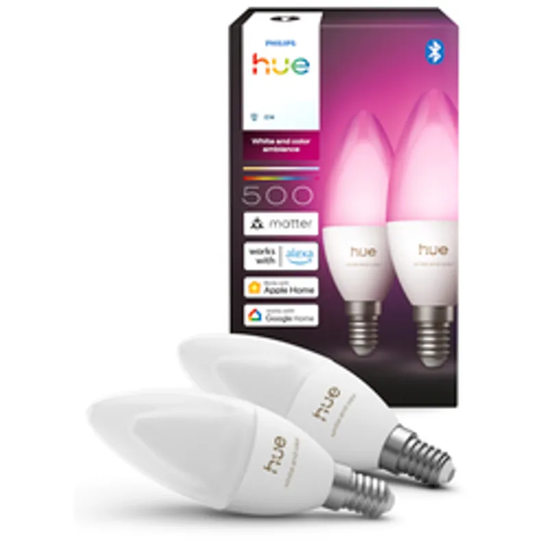 Philips Hue White&Col. Amb. Kerzenlampe E14 B39 EU 2P.