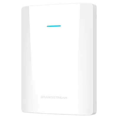 Grandstream GWN7672WM Tri-Band-WLAN-Access-Point mit weißem Gehäuse, abgerundeten Ecken und blauer LED-Anzeige für Büro- Grandstream GWN7672WM Tri-Band-WLAN-Access-Point mit weißem Gehäuse, abgerundeten Ecken und blauer LED-Anzeige für Büro-
