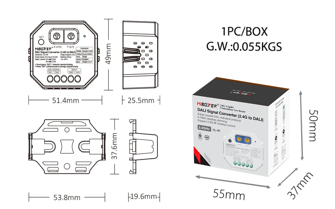 MiBoxer DL-RF DALI Signalwandler WiFi + 2,4GHz zu DALI