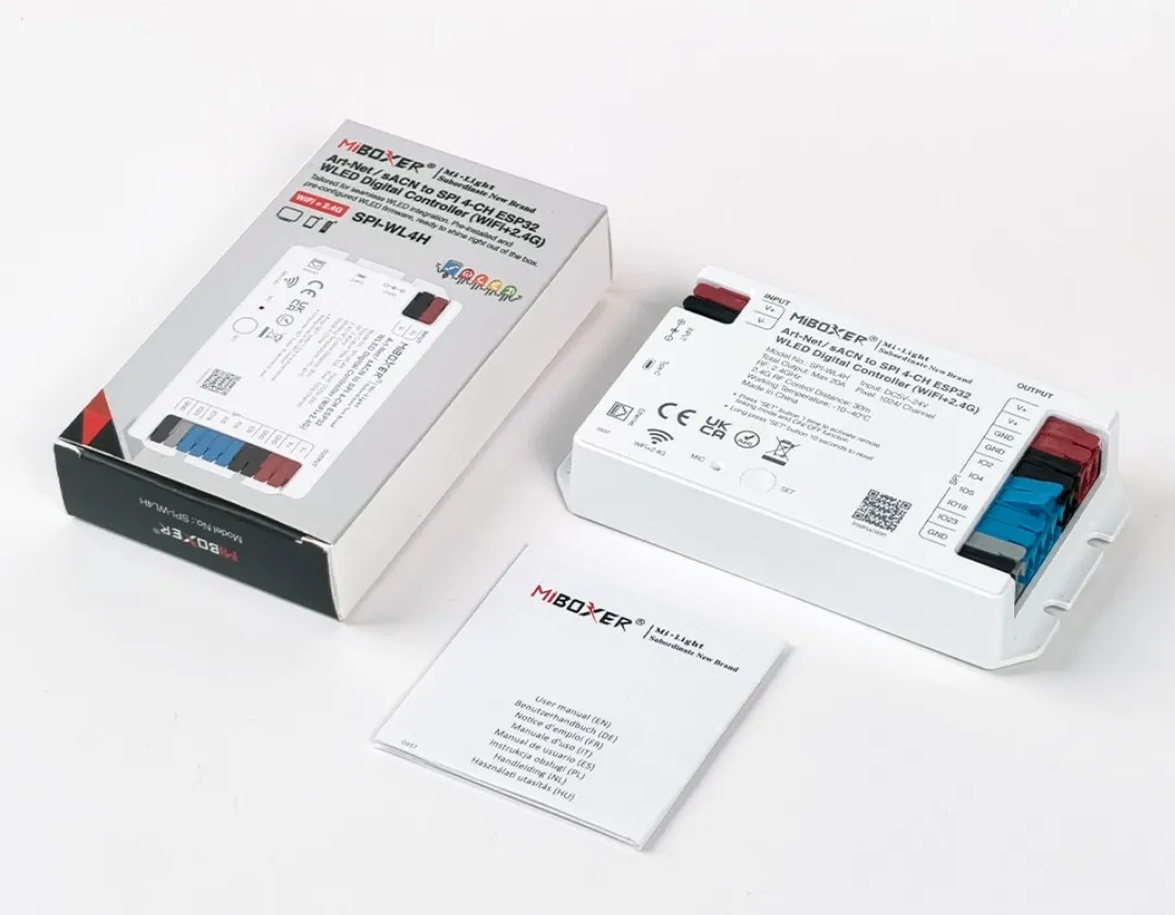 Synergy 21 Pixel LED Controller SPI-Serie Art-Net / sACN to SPI 4-CH ESP32WLED Digital Controller (WiFi+2.4G) *Milight/Miboxer*