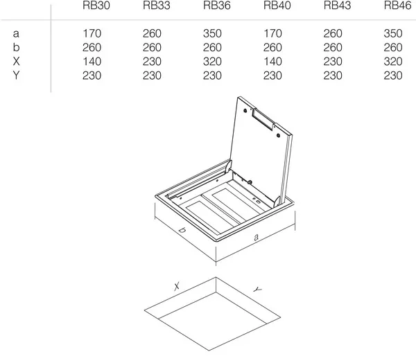 TEM Serie Modul Bodendose FLOOR BOXMT 7 H=88mm TEM Serie Modul Bodendose FLOOR BOXMT 7 H=88mm