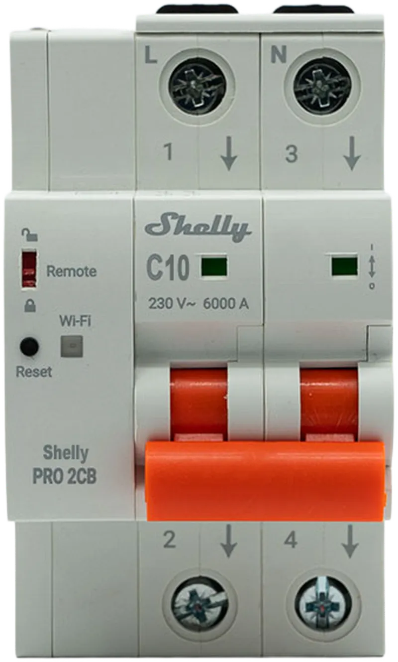 Shelly · Smarter Leitungsschutzschalter · "Pro 2CB C32" · 2-polig · 32A · Fernsteuerung · LAN · WLAN · Bluetooth