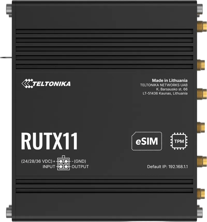 Teltonika · Router · RUTX11 · LTE CAT6 Router WLAN, Dual Band WiFi (Wave-2 802.11ac), 4x Gigabit LAN Port, Bluetooth, 2 SIM, USB, GNSS, M2M