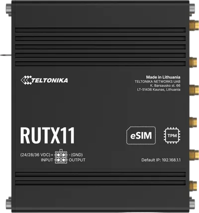 Teltonika · Router · RUTX11 · LTE CAT6 Router WLAN, Dual Band WiFi (Wave-2 802.11ac), 4x Gigabit LAN Port, Bluetooth, 2 SIM, USB, GNSS, M2M