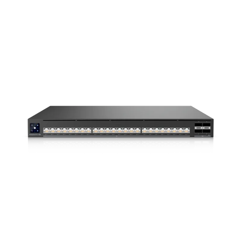 Ubiquiti UniFi AV-Switch EAV-24-PoE mit 24x 10GbE-PoE-Ports, 4x QSFP28 und 2150W PoE-Budget in 19-Zoll-Rackmontage mit